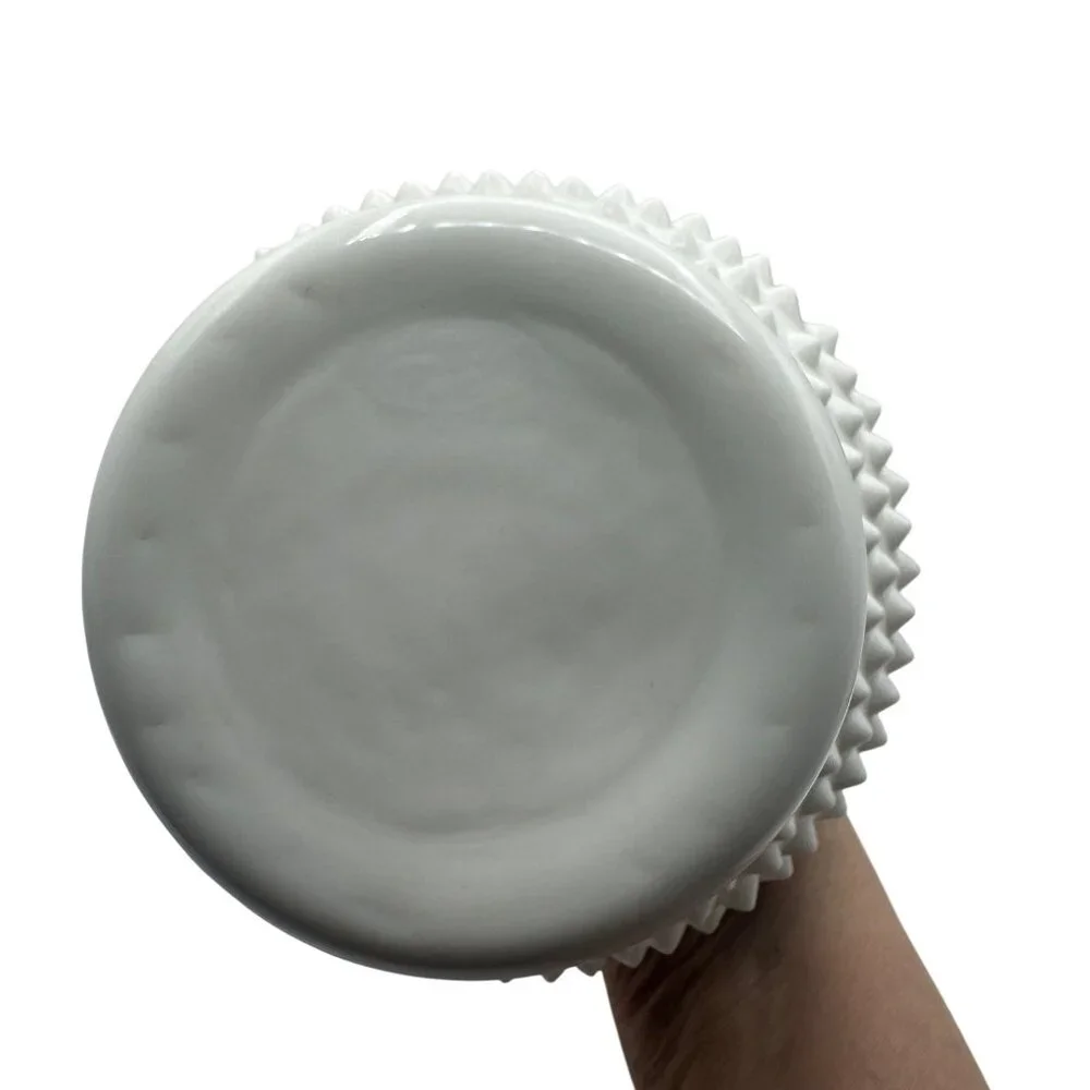 Fenton White Hobnail Milk Glass Vase With Ruffled Rim